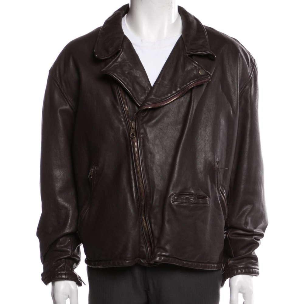 Giorgio Armani Leather Moto Jacket (Size 48)